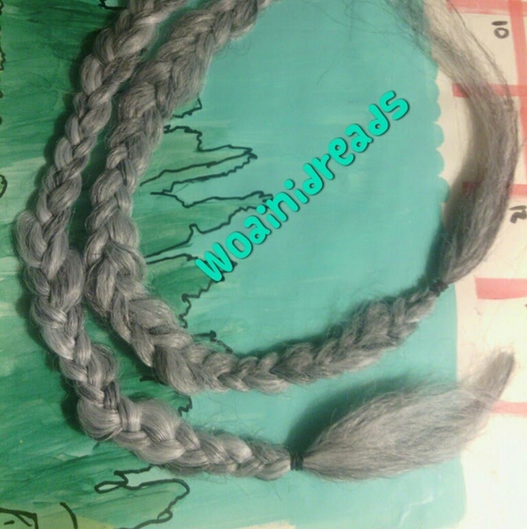 4 Grey Braids Synthetic Dreads Dreadlock Long Goth - Picture 2 of 2